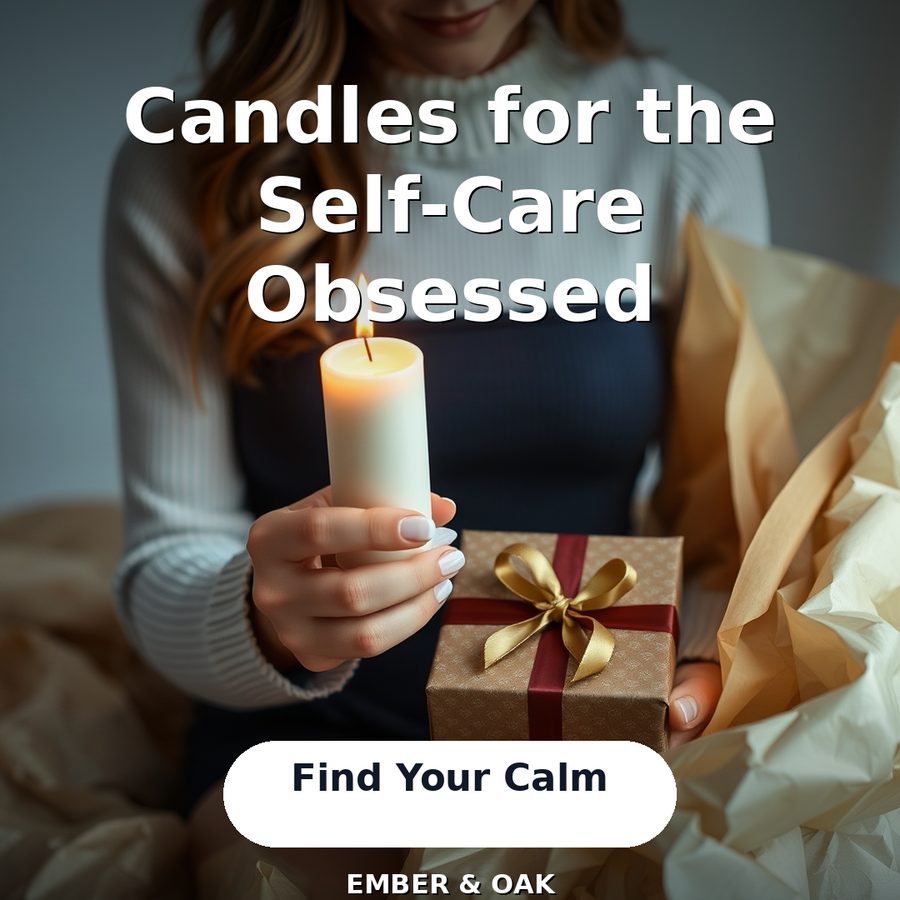 Sample ad creative: Ember and Oak candle, self-care angle
